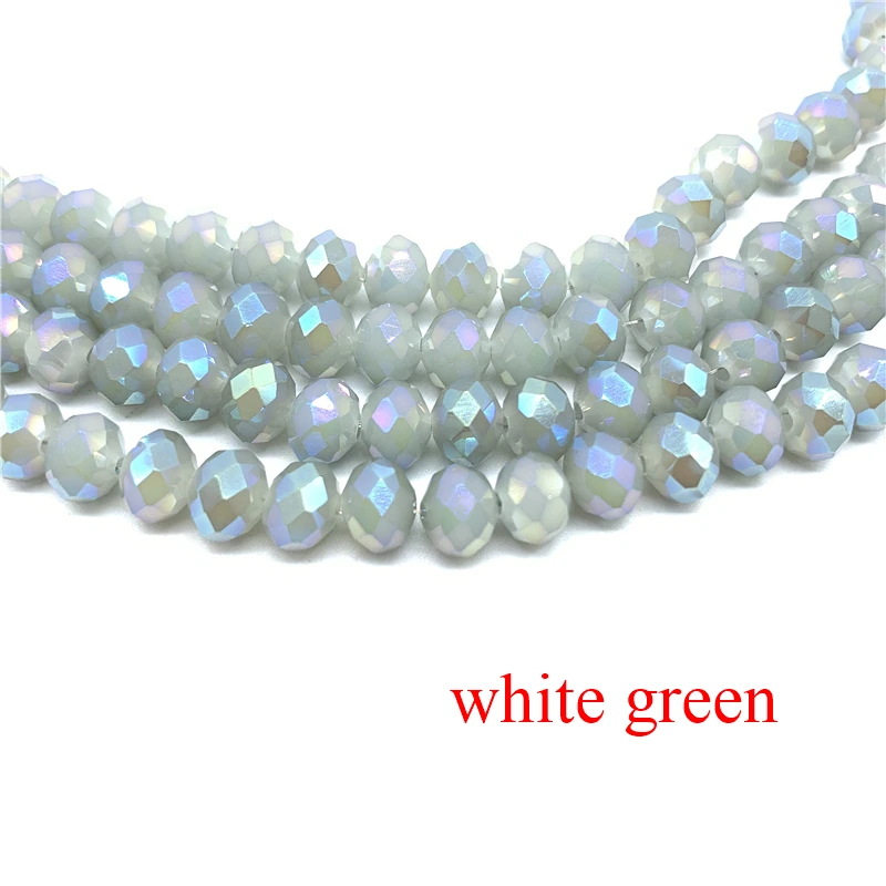 white green 1 прядь, цветные хрустальные бусины Rondelle, граненые стеклянные бусины, маленькие бусины для самостоятельного изготовления ювелирных изделий, аксессуары для ювелирных изделий - Цвет: white green
