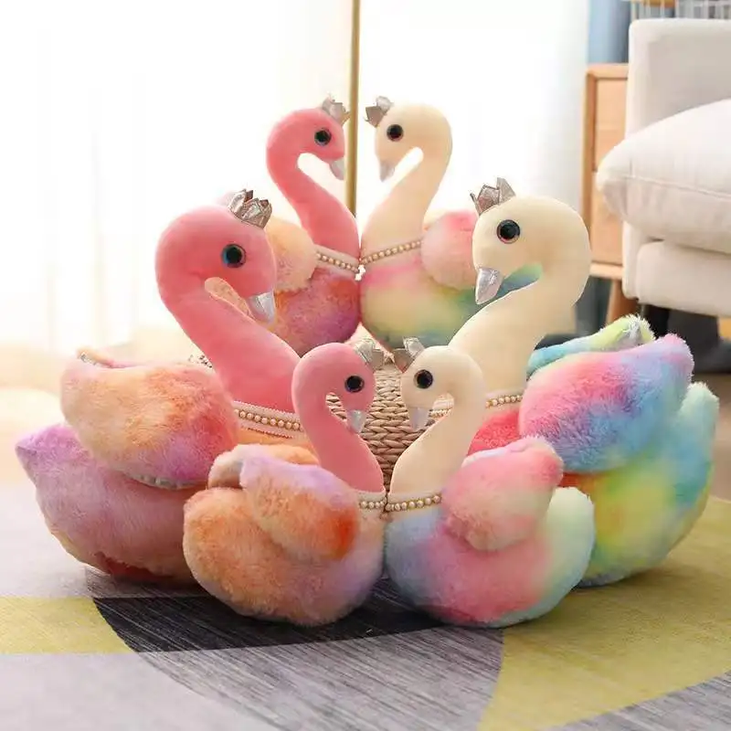 

Colorful Swan plush toy doll cartoon cute pillow doll for girlfriend's birthday gift