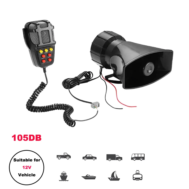 

VVTKK Spain for CHEVROLET Tone Sound Car Emergency Siren Car Horn Mic PA Speaker System Emergency Amplifier Hooter 12V 100W