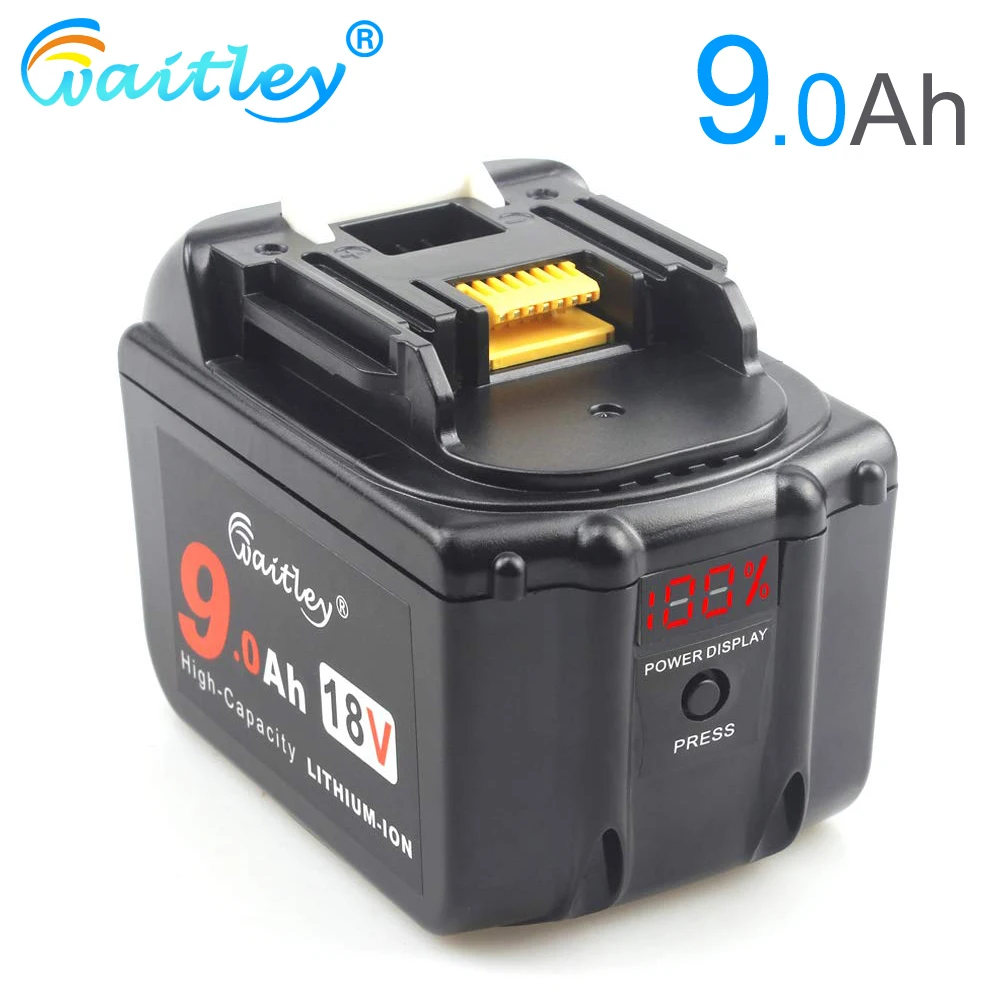 

Waitley 18V 9.0Ah Battery for Makita tool BL1830 BL1830USB BL1840 BL1850 BL1860 18 v 18Volt 9000mAh Lithium-Ion Replacement 9A