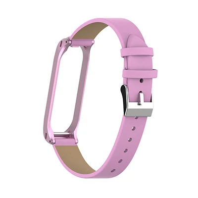 Ремешок для часов из искусственной кожи для Xiaomi mi 3 mi Band 4, спортивный ремешок для Xiaomi mi Band 4 3, Смарт-часы с металлической рамкой - Цвет: Pink