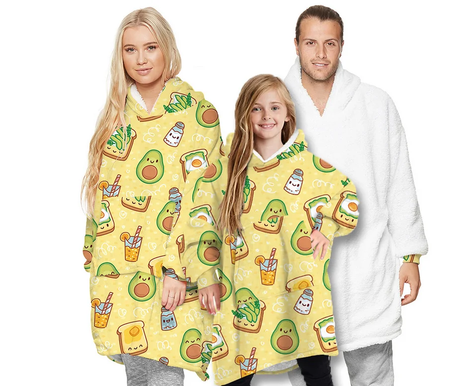 Gran aguacate impreso Sudadera con capucha sofá manta para niños adultos al aire libre Sudadera con capucha Sherpa abrigos cómodo Jersey
