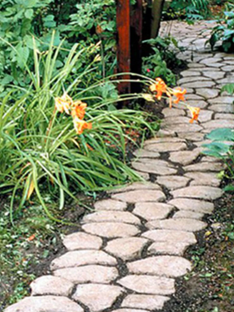 DIY Stepping Stone Block Pavement  Buildings Cement Paver Path Maker Mold Garden Paving Mould
