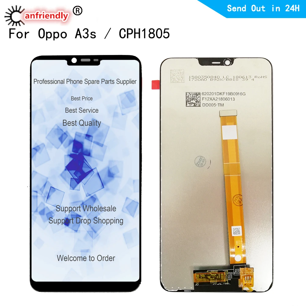 ЖК дисплей 6 2 дюйма для OPPO A3S CPH1803 сенсорная панель дигитайзер датчик с рамкой в