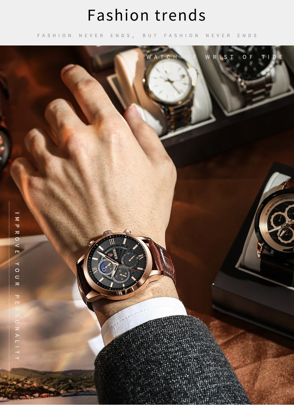 2022 New Mens Watches LIGE Top Brand Luxury Leather Casual Quartz Watch Men's Sport Waterproof Clock Watch Relogio Masculino+Box