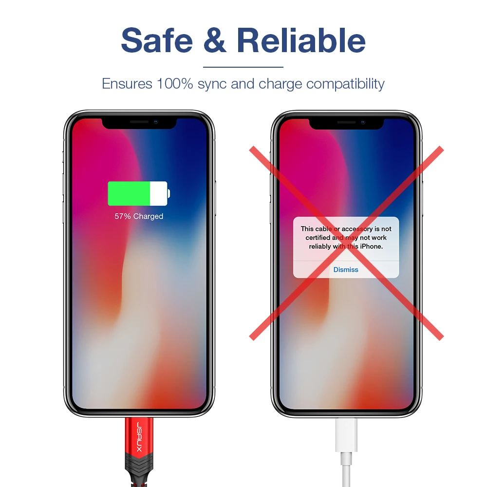 JSAUX iPhone Зарядное устройство кабель [Apple MFi] молниевые Кабели USB провод для быстрой зарядки для iPhone 11 Xs Max X XR 8 7 6s 6 Plus
