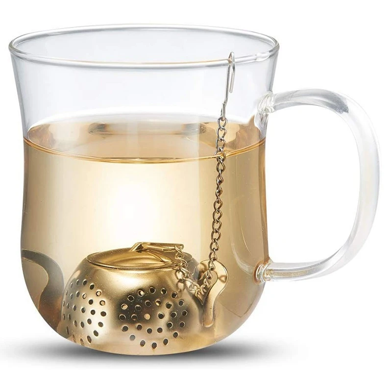 

8 Pack Teapot Tea Infuser Stainless Steel Loose Leaf Tea Strainer Filter with Chains and Drip Trays Strainer Filter Infuser for