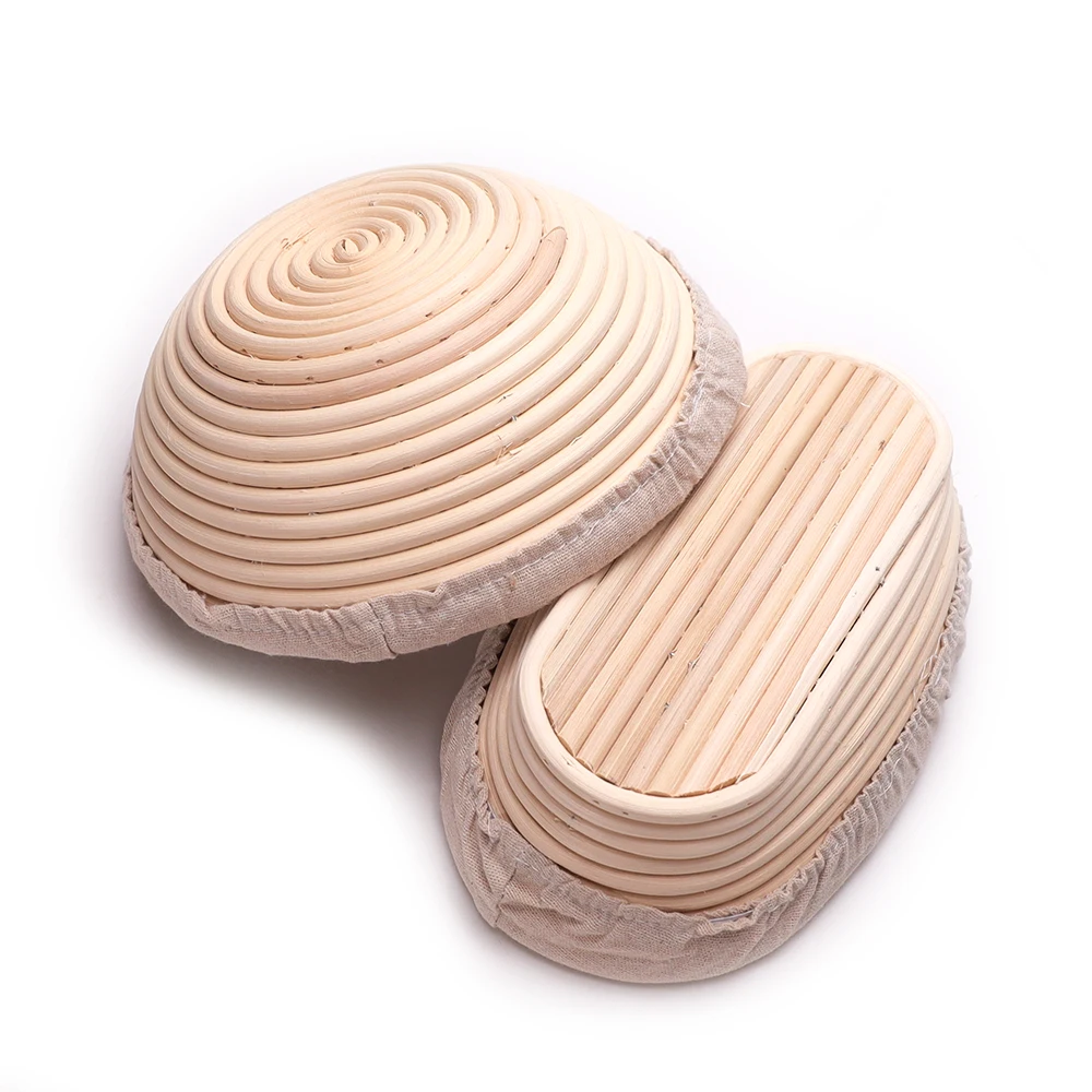 Rattan Bread Basket for Baking with Cloth Liner & Dough Scraper