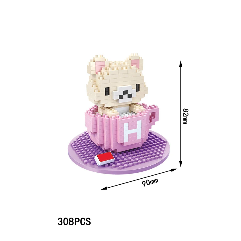 Прекрасный японский мультфильм изображение Rilakkuma микро алмазный строительный блок чашка медведь собрать нанокирпичи игрушки для подарков - Цвет: 9605