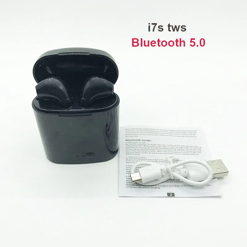 I18 i9s TWS Bluetooth 5,0 наушники i14 i12 i7s TWS двойной звонки Smart Bluetooth наушники Pk I7s I9s I10 TWS для iphone и Android - Цвет: i7s black