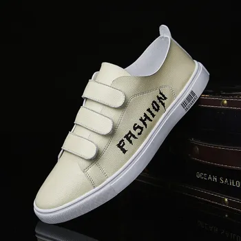 

Spring Men Casual Pu Leather Shoes Black Walking Shoes For Men Hook & Loop Adult Casual Shoe Comfortable Flat Sneakers For Men