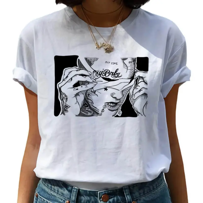 Women T-Shirt Lil Peep Harajuku Hip Hop Cry Baby Ullzang T-shirt 90s Graphic Hell Boy Tshirt Streetwear Top Tees Female
