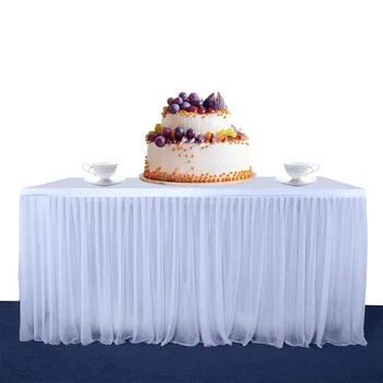 

Table Skirt High-end Stretch Yarn Elegant Mesh Fluffy Tutu Table Skirt for Party Wedding Birthday Party Home Decoration