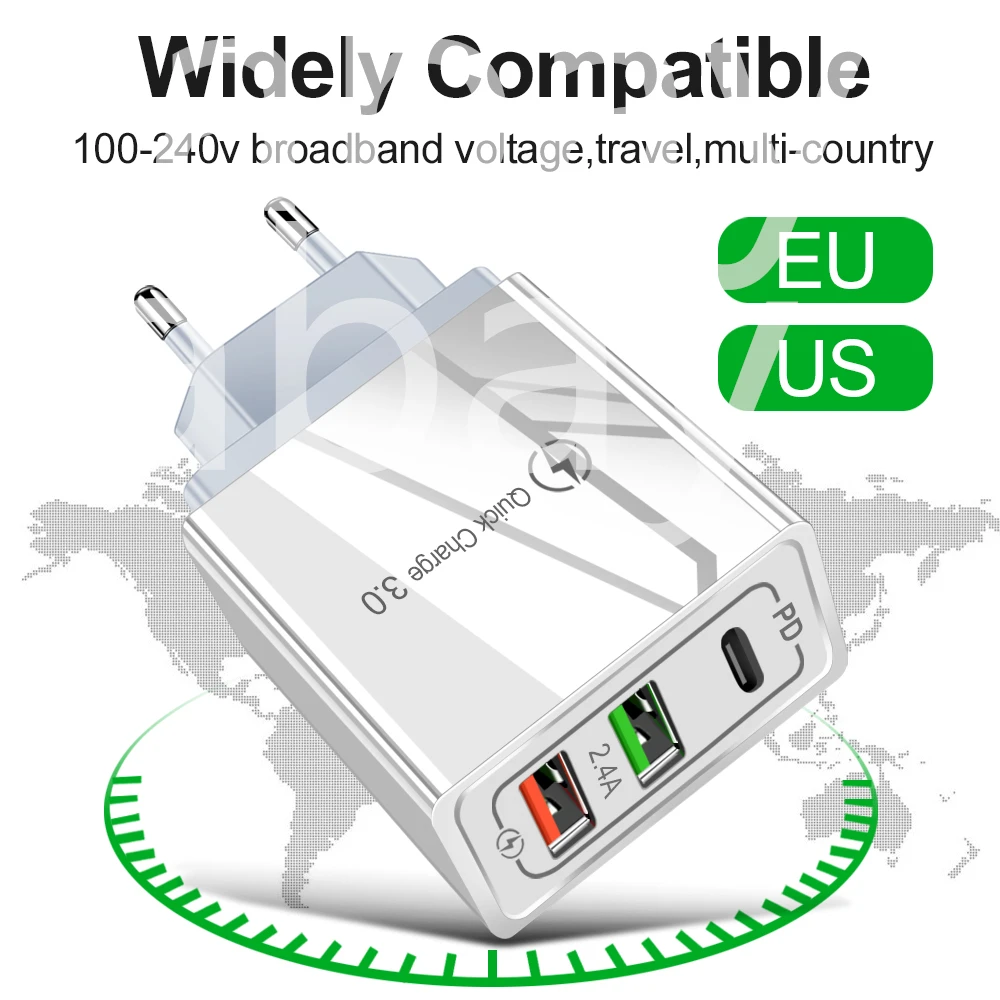 Зарядное устройство для мобильного телефона PD, зарядное устройство usb type C, быстрая зарядка 4,0 3,0 QC4.0 QC3.0 для iPhone 11 X для Xiaomi huawei PD зарядное устройство