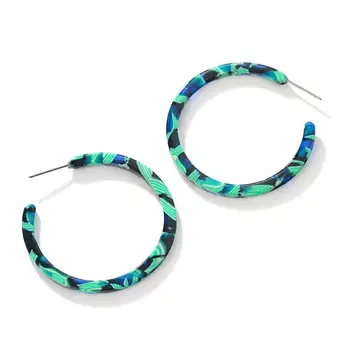 

Geometric Round Acrylic Vintage Earrings For Women Bohemian Tortoiseshell Small Hoop Earrings Leopard C Boho Jewelry Pendientes