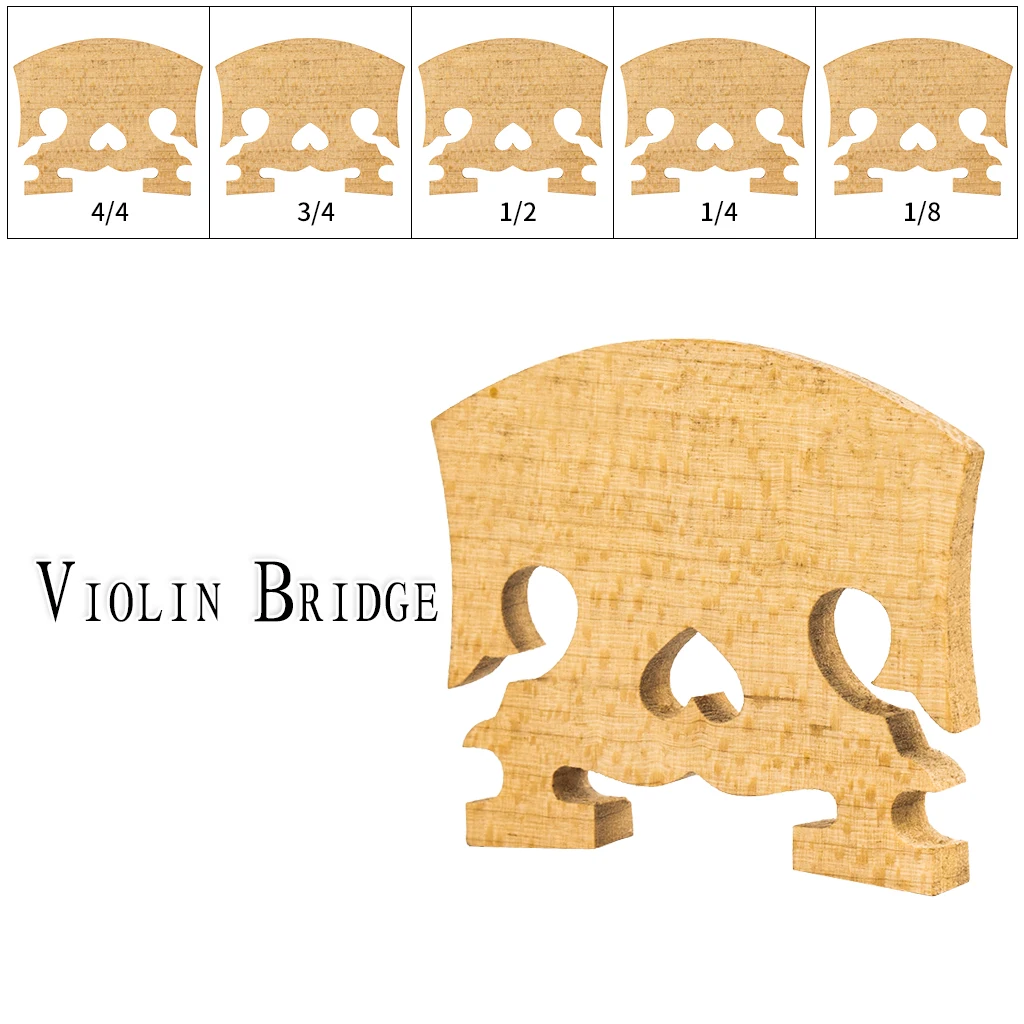 

1PC- Maple Triditional 4/4 3/4 1/2 1/4 1/8 Size Violin Bridge Upside-Down Heart Baroque Violin Bridge