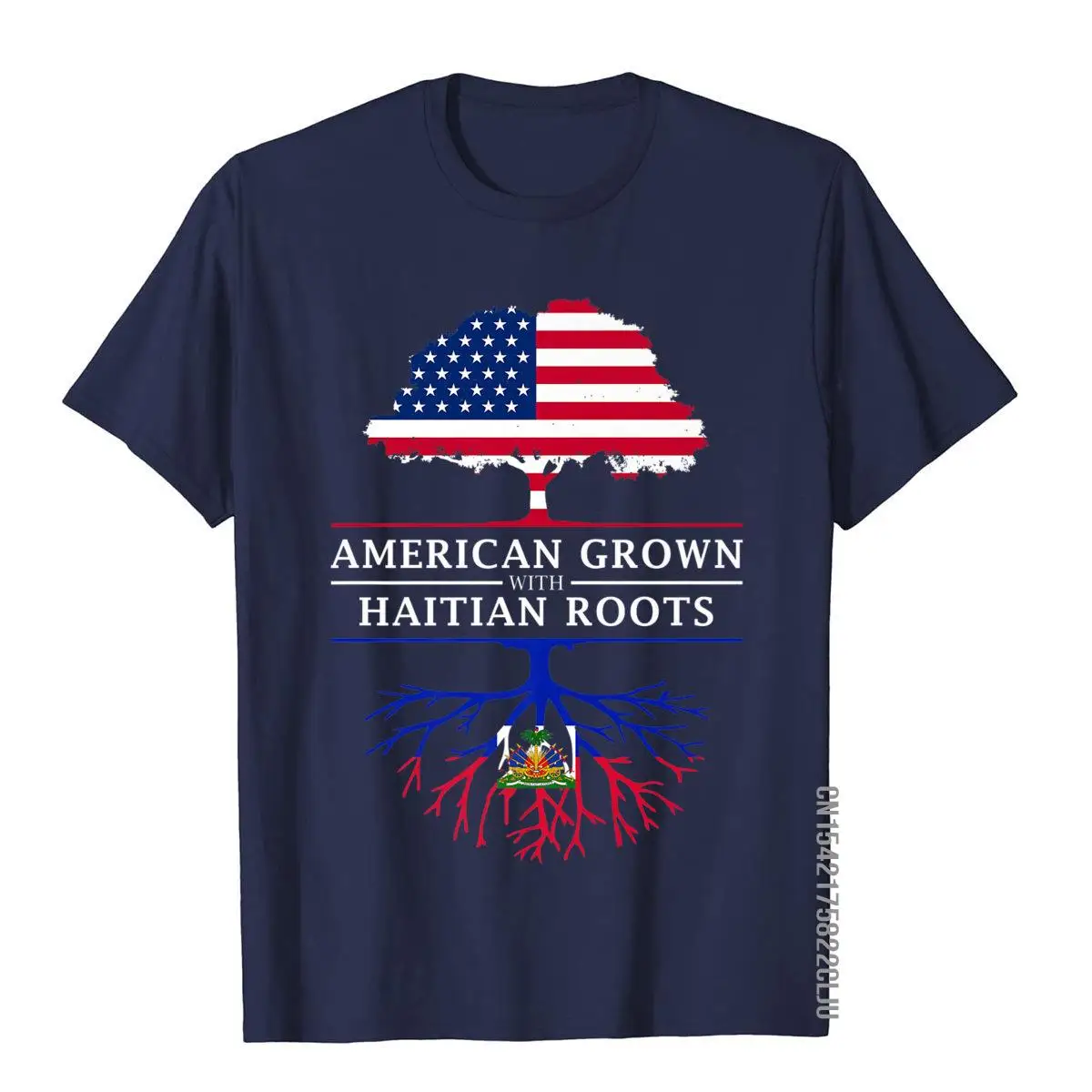 American Grown with Haitian Roots - Haiti Premium T-Shirt__97A2771navy