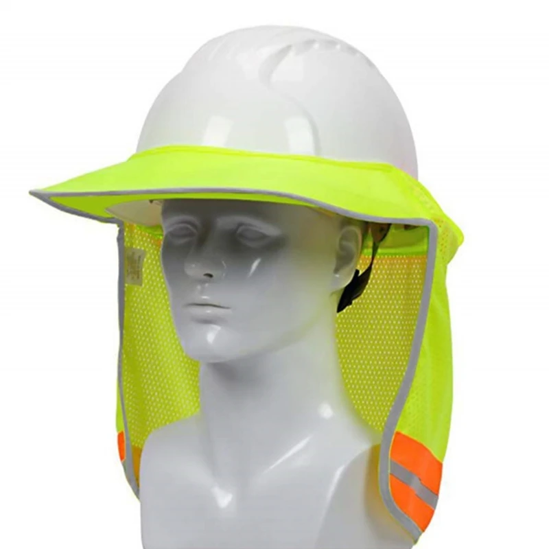 Hard Hat Full Brim Sun Shade Sunshield Mesh with Reflective Strip High Quality Sunhat High Visibility for Welders Safety