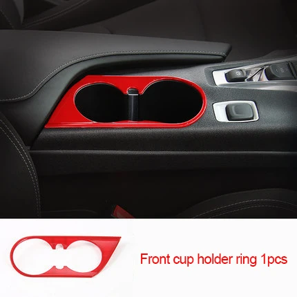 cup holder trim Для Chevrolet Camaro Bumblebee- хром Красный Цвет Передняя подстаканник кольцо Отделка 1 шт - Цвет: cup holder trim