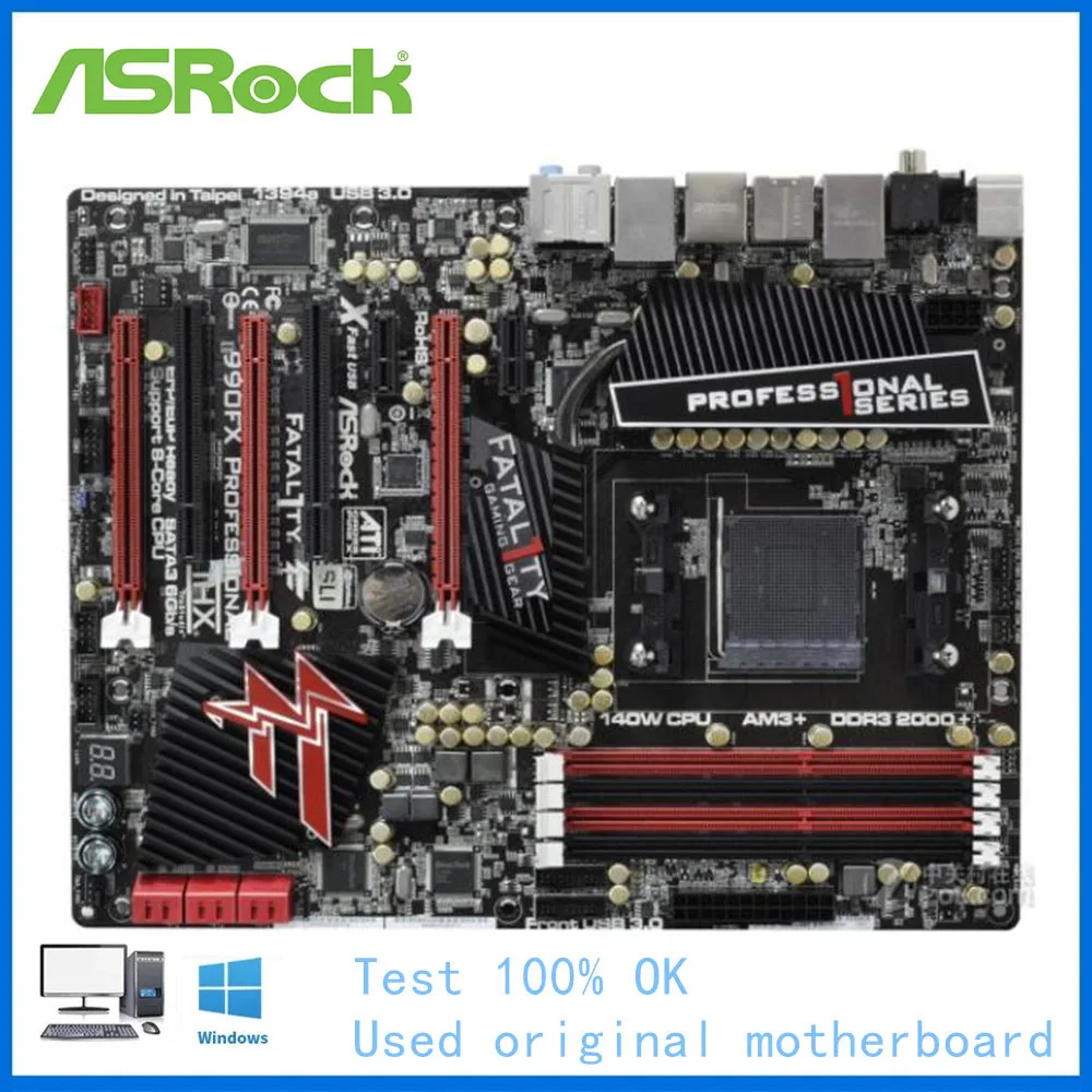 Для ASRock Fatal1ty 990FX Профессиональный Компьютер USB3.0 SATA III материнская плата AM3 + AMD 990 990X