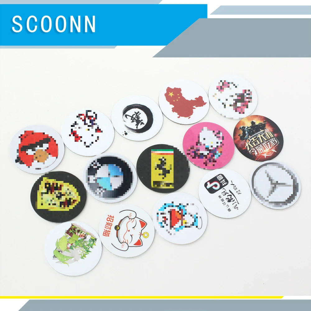 

5PCS/lot NFC 13.56Mhz S50 Writable IC UID Anti Metal Interference Cartoon Tags Stickers Proximity Card Label For RFID NFC Copier