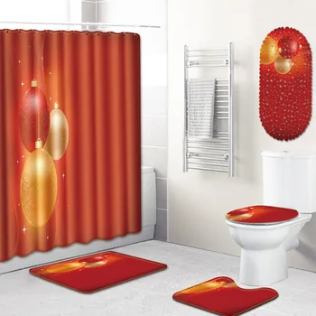 

Shower Curtain Bathroom Mat Five-Piece Bathroom Toilet Carpet Shower Mat