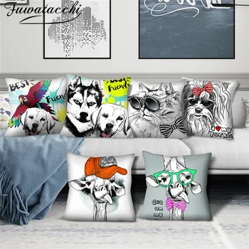 

Fuwatacchi Printing Cushion Covers Visual Impact Pattern Pillow Cases Cotton for Bedroom Sofa Decorative Pillow Covers 45*45cm