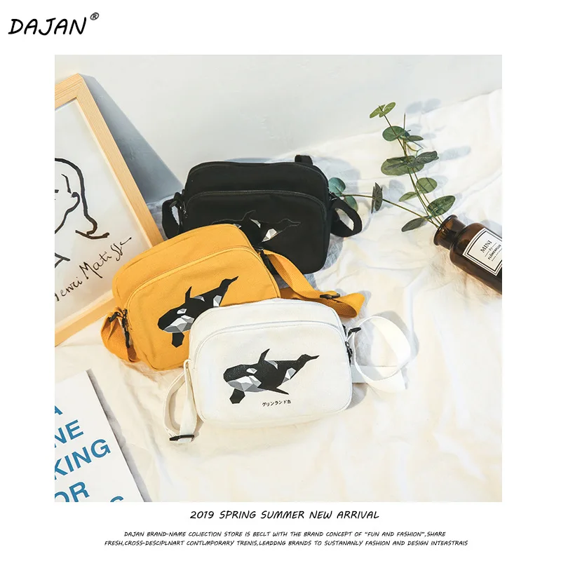 

2019 New Style Harajuku sail bu Bag Men And Women Oblique Shoulder Japanese-style Students Versatile INS Whale Bag