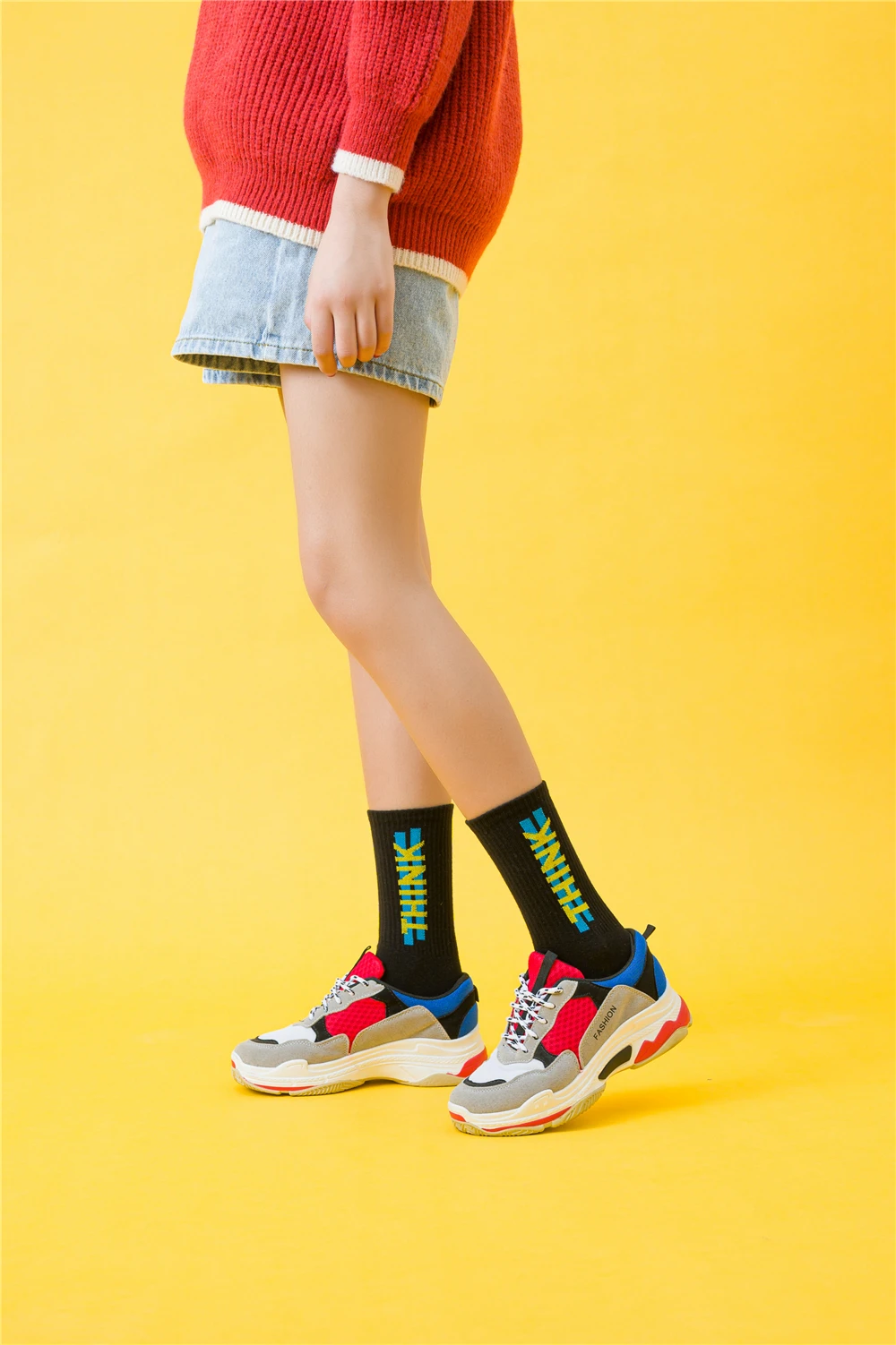 Women's Funny Words Loved Think Drink Sleep Play Lettered Striped Art Socks Couples Skateboard Hipster Street Dance Harajuku Sox