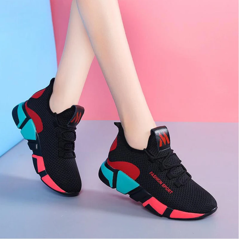 Fashion Sneakers Women 2020 New Spring Autumn Breathable Sports Mesh Shoes Ladies Women Ladies Non-slip Casual Flats Shoes Woman