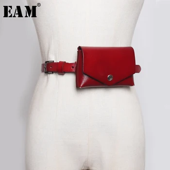 

[EAM] Pu Leather Split Joint Square Mini-bag Long Belt Personality Women New Fashion Tide All-match Spring Autumn 2020 1D483