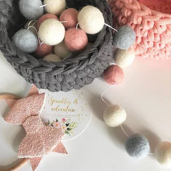 

2M Colorful Felt Ball String Ornament Nordic Style Birthday Decoration Kids Room Pendant Children DIY Toys Supplies