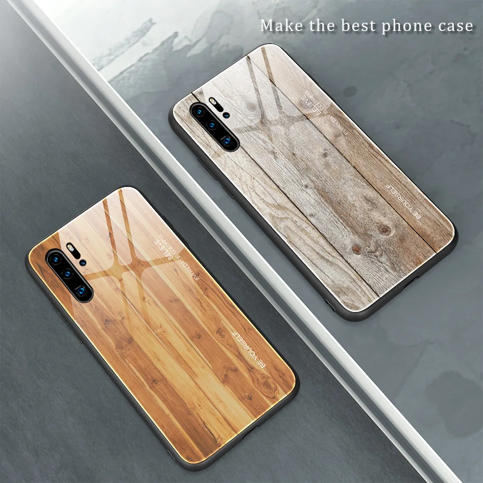 waterproof case for huawei Luxury Unique Wood Tempered glass Case For Huawei P20 P30 P40 Lite Mate 30 Pro Honor 10i 20 P Smart Plus 2019 Mobile Phone Cover silicone case for huawei phone