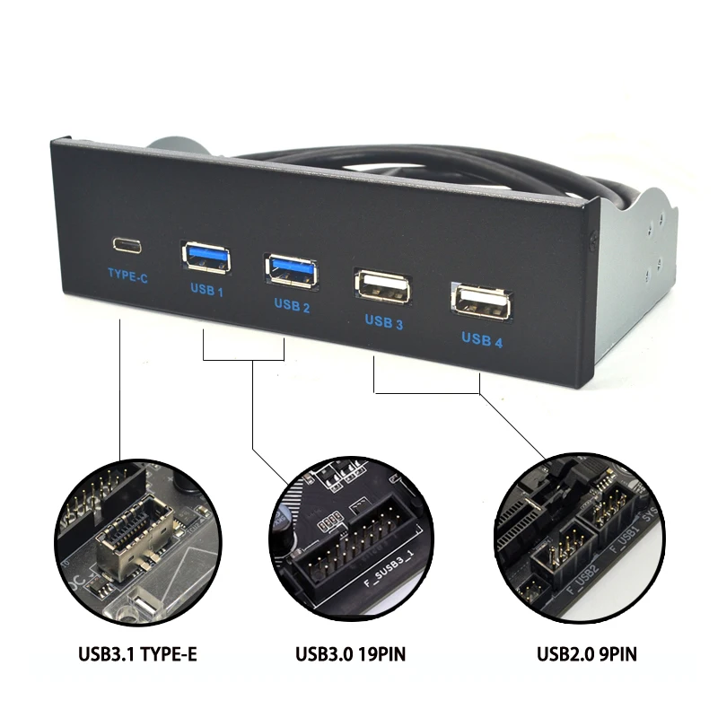 5.25 Inch USB 3.1 GEN2 Front Panel USB Hub 2 Ports USB 3.0 2 Ports USB2.0 + 1 Port TYPE-C with TYPE-E Connector for Desktop PC - AliExpress