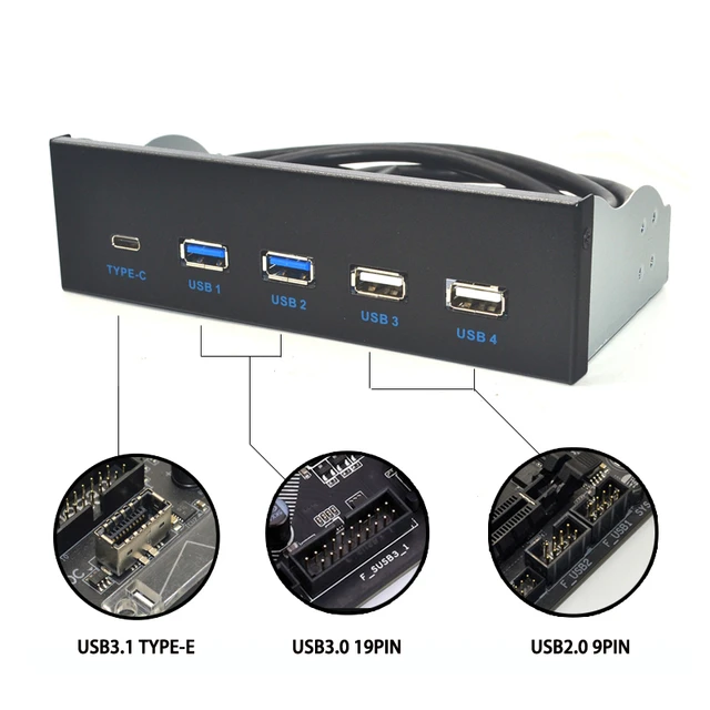 5.25 Inch USB 3.1 GEN2 Front Panel USB Hub 2 Ports USB 3.0 + 2 Ports USB2.0  + 1 Port TYPE-C with TYPE-E Connector for Desktop PC - AliExpress