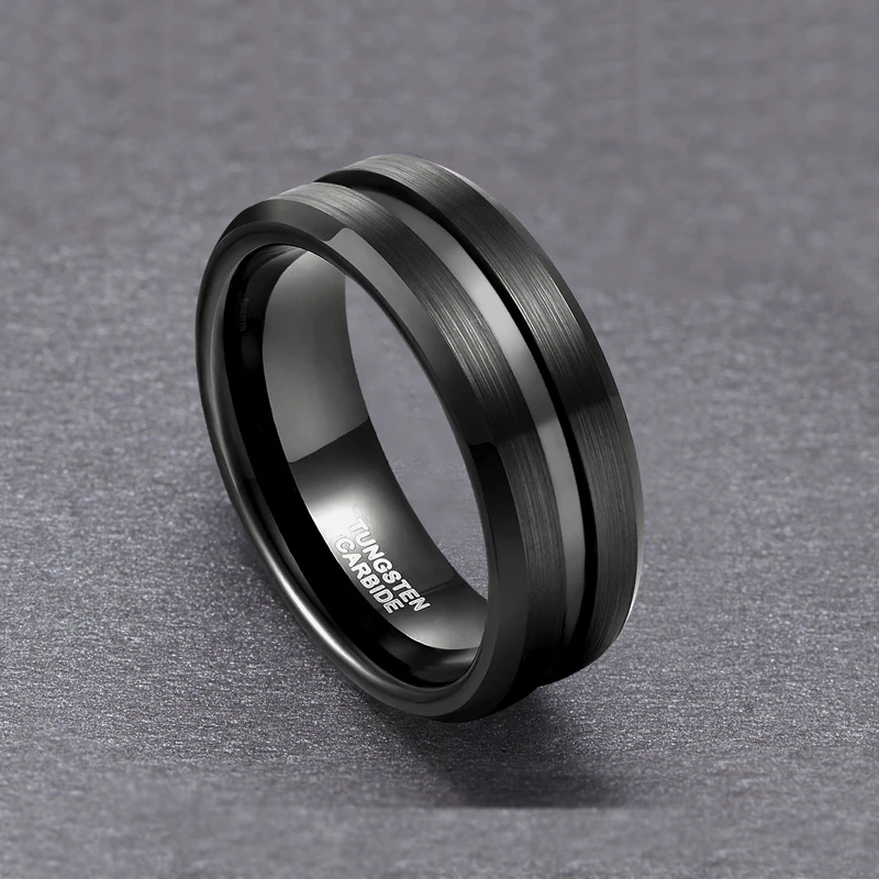 Tigrade Man Black Ring Fashion Jewelry Fashion Jewelry Tungsten Ring Wholesale Engraving Men's Rings Classic Wedding Rings 3