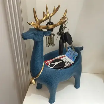 

1Pc European Elk Shape Jewelry Storage Rack Necklace Ring Storage Box Household Standing Decoration Storage Furnishing Articles