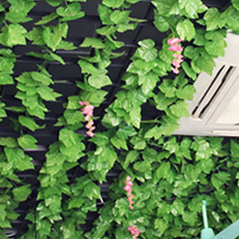 Fashion-12Pcs/Set 240Cm Long Artificial Plants Creeper Green Leaf Vine 30 Leaves for Home Wedding Decora Wholesale Diy Hanging G