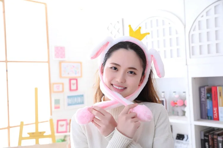 Douyin игрушка с ушками, подвижная Корона, кролик, резинки для волос, пинч, уши, подвижные, фотографический реквизит, надувная подушка, резинки для волос