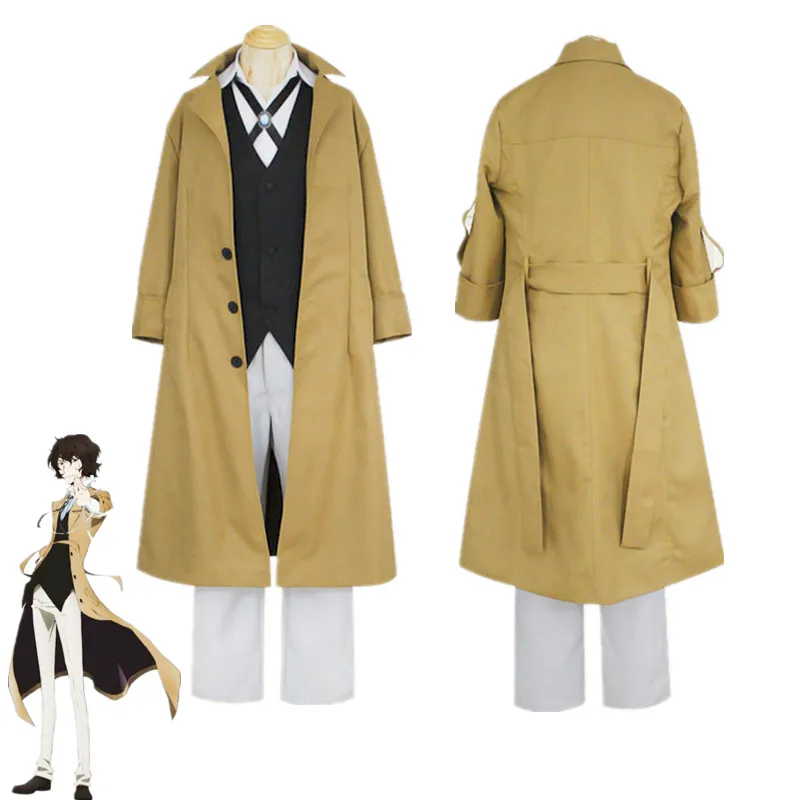 Anime Bungo Stray Dogs Dazai Osamu Cosplay Costume Long Jacket Coat Suit Adult Men Windbreaker Halloween Christmas clothing |