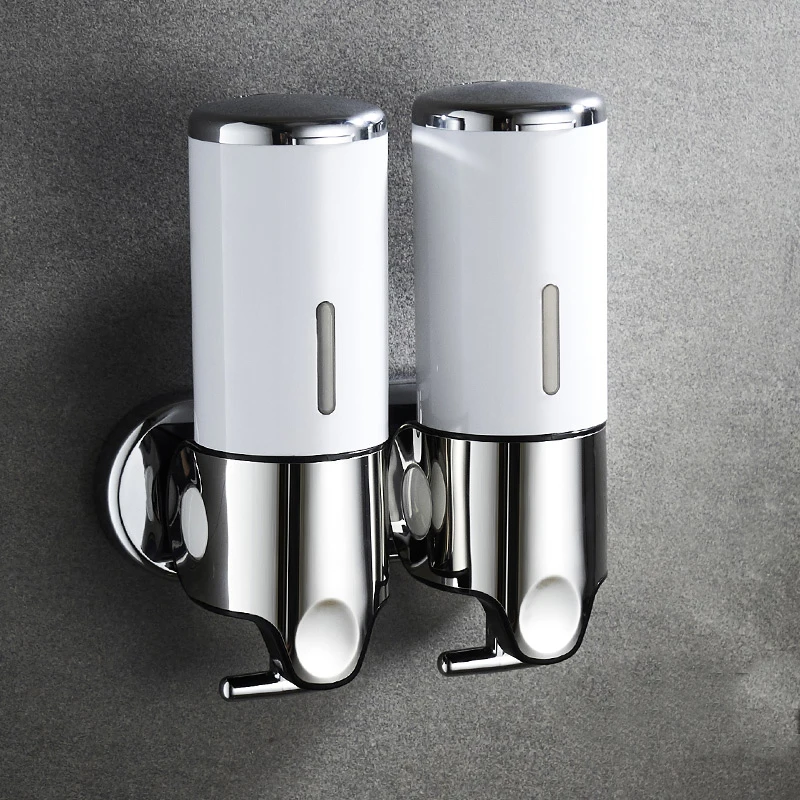 White 1000ml Luxury 1500ml SoapDispenser Wall Mount 3 Heads ABS Electroplated Shampoo Dispenser Punch Selection for Bathroom Accessories - Цвет: White 1000ml