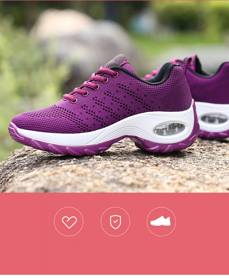 Walking Shoes 2021 New Women Breathable Casual Shoes Outdoor Light Weight Frenulum Casual Walking Platform Ladies Sneakers Black