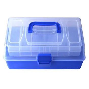

Fishing Tackle Box 3 Tray Cantilever Adjustable Compartments Crafts Lure Box