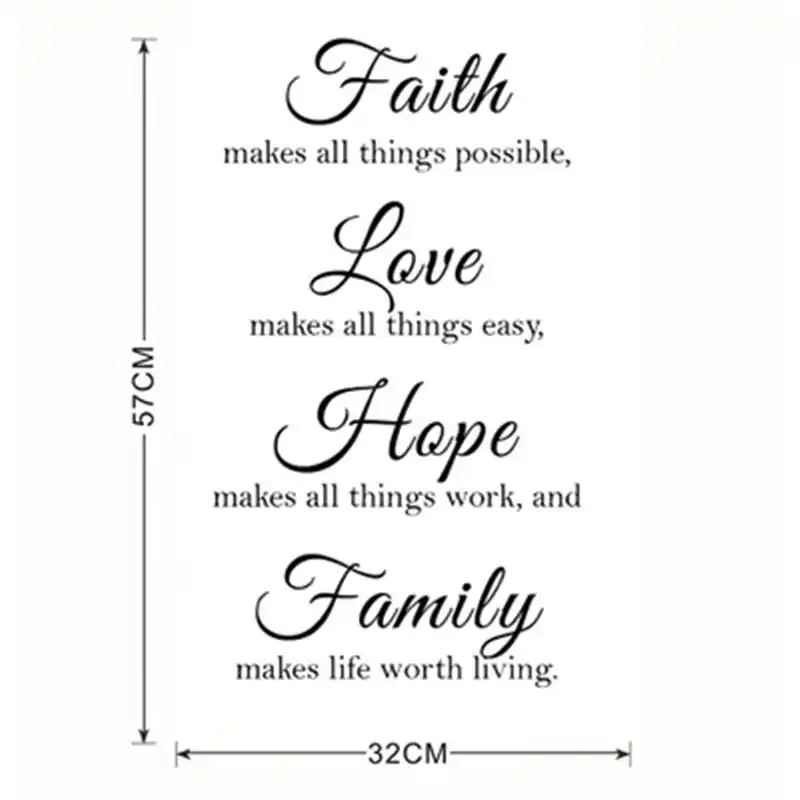 Faith Love Family Vinyl Quotes Wall Decals Home Decor Living Room Inspirational Quotes Wall Stickers Bedroom Decorative Stickers Wall Stickers Aliexpress