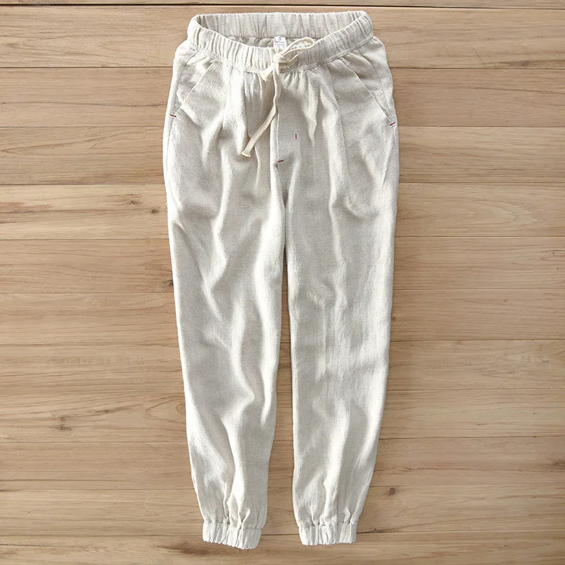 

New Style Japanese-style Men's Casual Pants Elastic Linen Pants Men's 0613