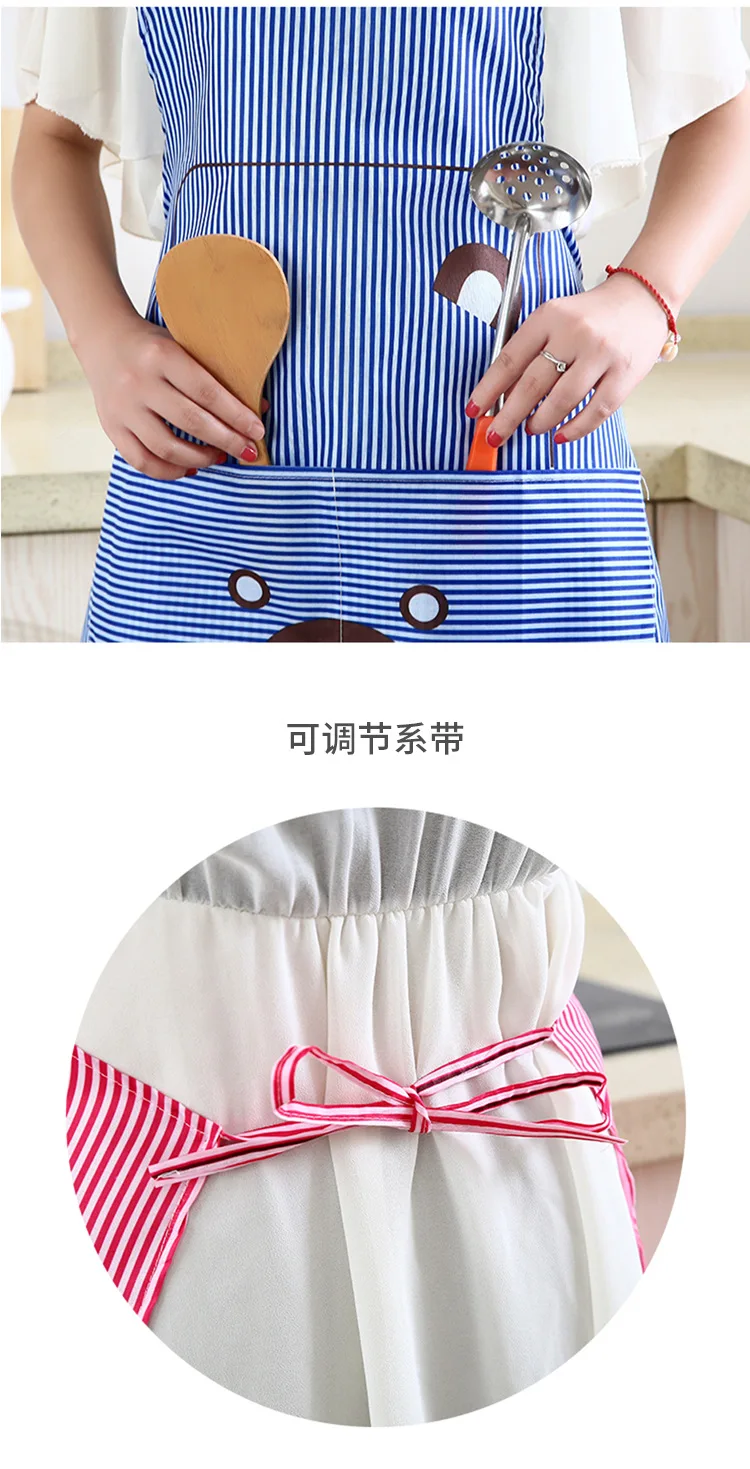 Korean-style Halter Overclothes Printed Bear Fashion Apron Home Kitchen Cute Apron Cooking Apron Wholesale
