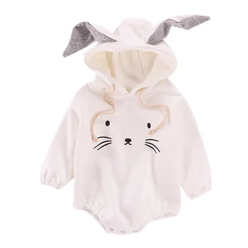 

Baby Boy Girl Romper Cartoon Pattern Long Sleeve Casual Rabbit Ear Hoodie Bodysuit Newborn Outfits Sweatshirts Clothing