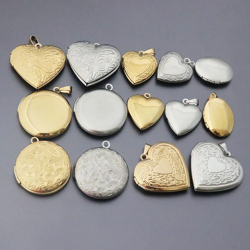 

Wholesale 20pc/lot DIY Photo Frame Stainless Steel Gold Color Charms Locket Pendant Jewelry Making Family Memories Festival Gift