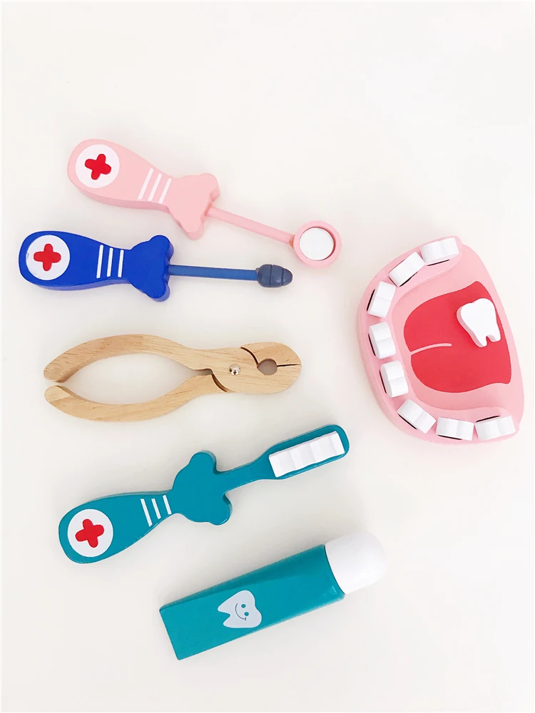 6PCS Детские деревянные игрушки, ролевые игры, Набор доктора, медицинский набор медсестры для инъекций, ролевые игры, классические игрушки, Имитационные игрушки доктора для детей - Цвет: 6PCS