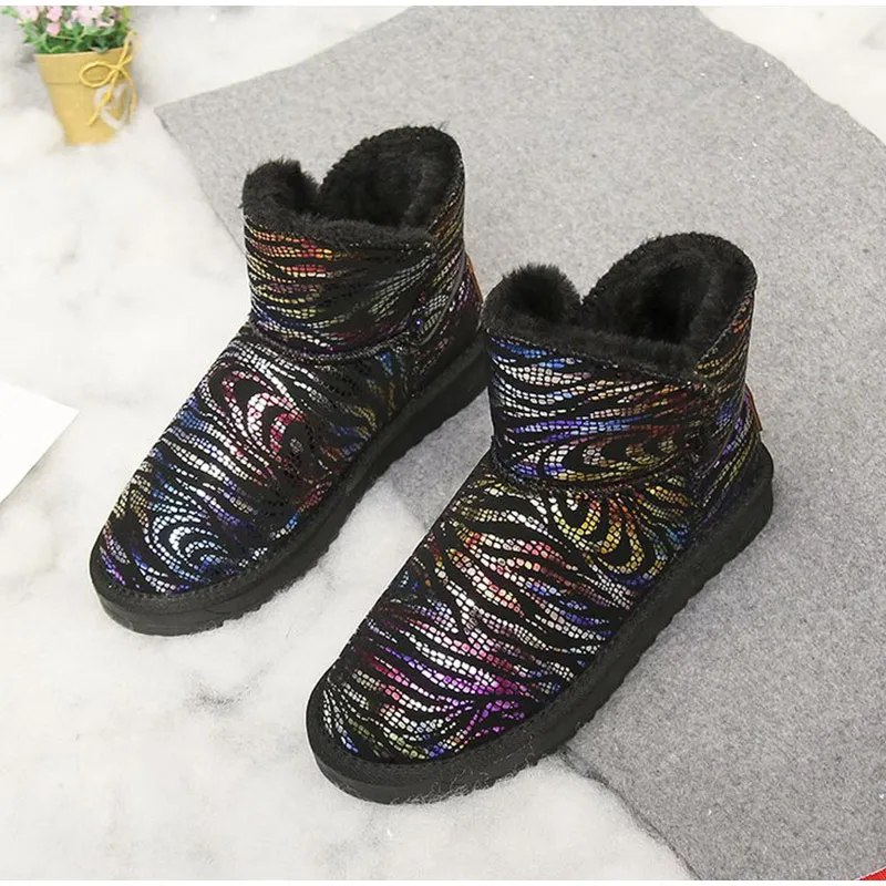 Snow Boots Women Winter Warm Woman Thick Plush Flat Ankle Female Platform Comfortable Shoes Ladies Glitter Fashion Botas | Обувь